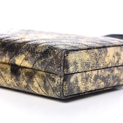 Chanel Metallic Crumpled Goatskin Chevron Quilted Reissue Clutch Bag Black Gold 9 of 10