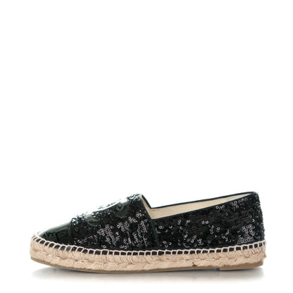 Chanel Patent Sequin CC Espadrilles 40 Black 1 of 9