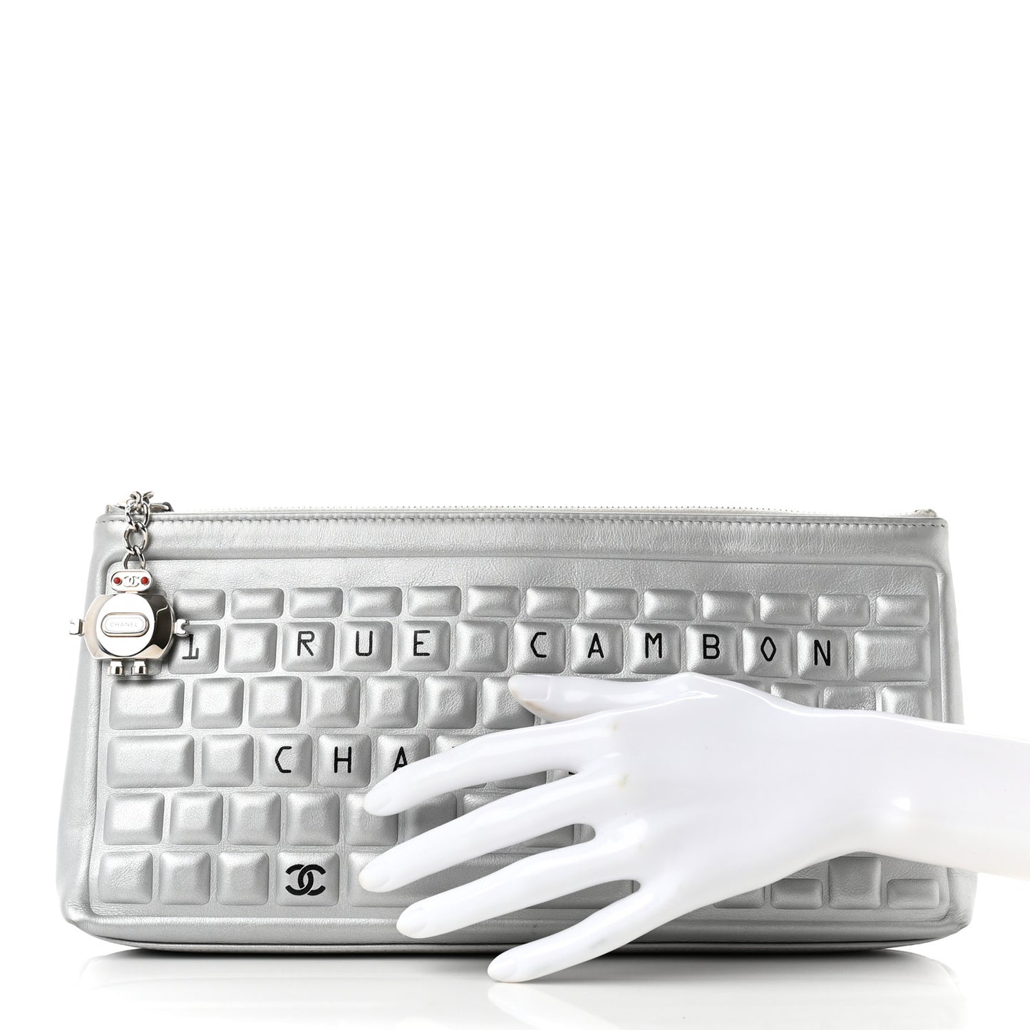 Metallic Calfskin Keyboard Pouch Silver