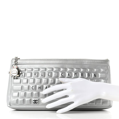 Chanel Metallic Calfskin Keyboard Pouch Silver 2 of 7