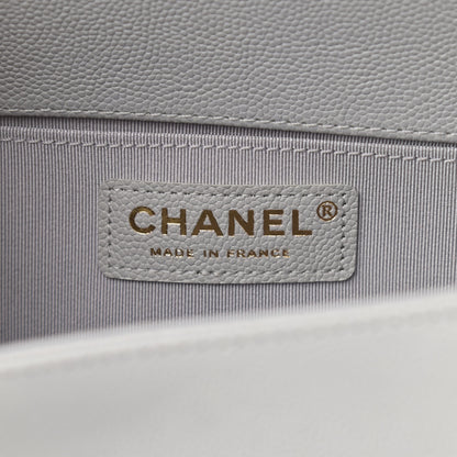 Chanel Caviar Quilted Medium Boy Flap Light Grey 5 of 9