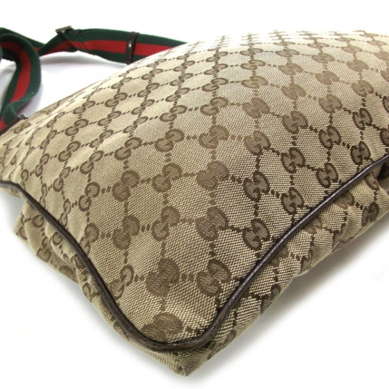 Gucci Monogram Web Medium Double Pocket Messenger Bag Dark Brown 6 of 11