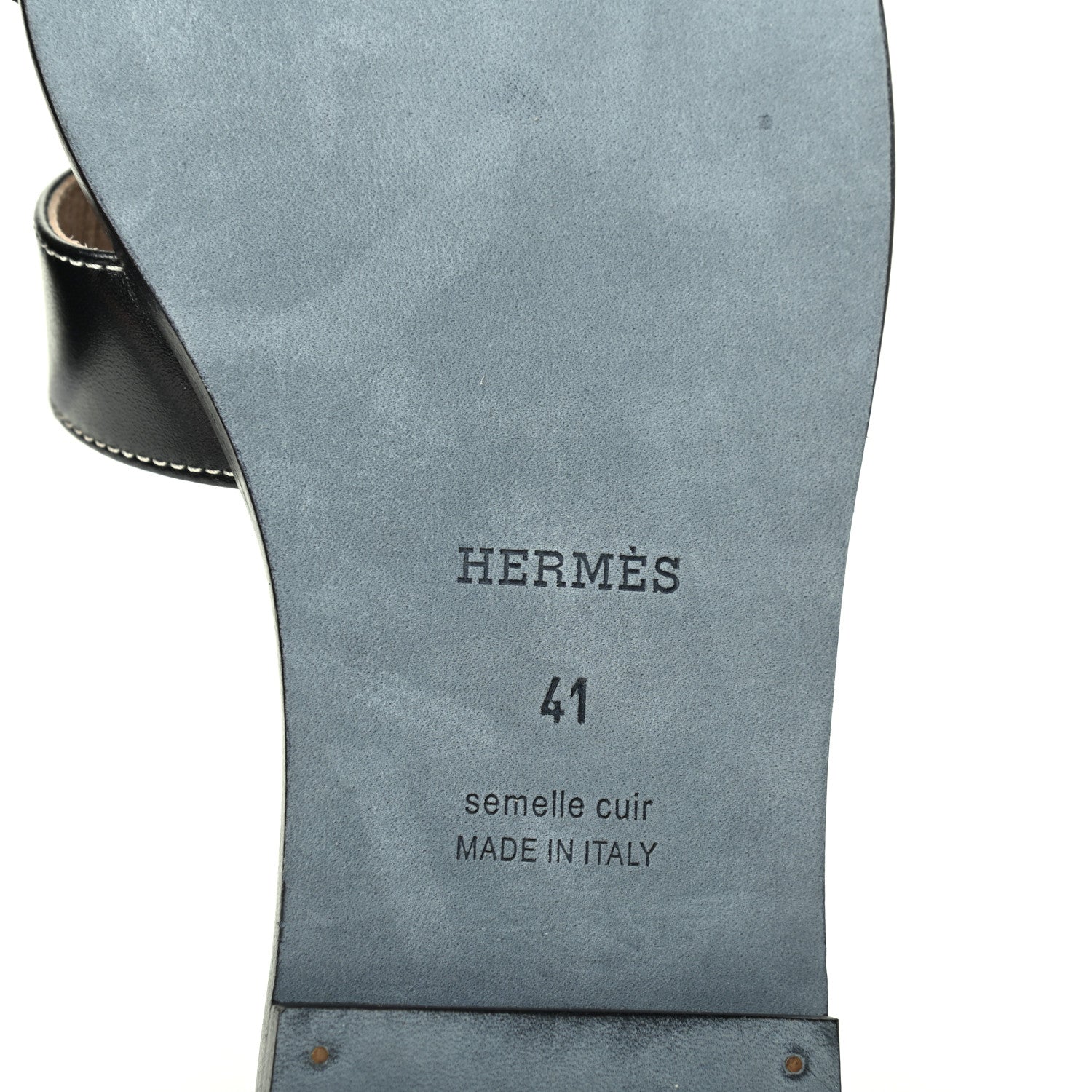 Hermes Box Calfskin Oran Sandals 41 Black 7 of 8