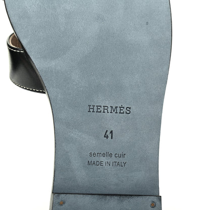 Hermes Box Calfskin Oran Sandals 41 Black 7 of 8