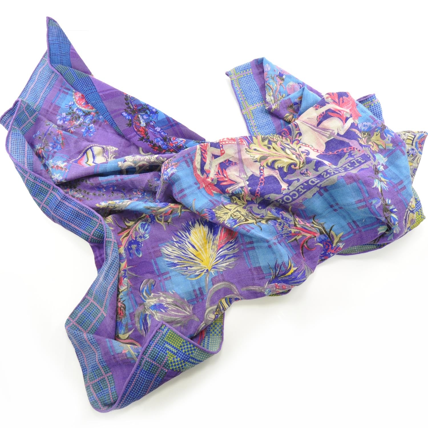 Hermes Cashmere Silk Fleurs d Ecosse Shawl 140 3 of 6