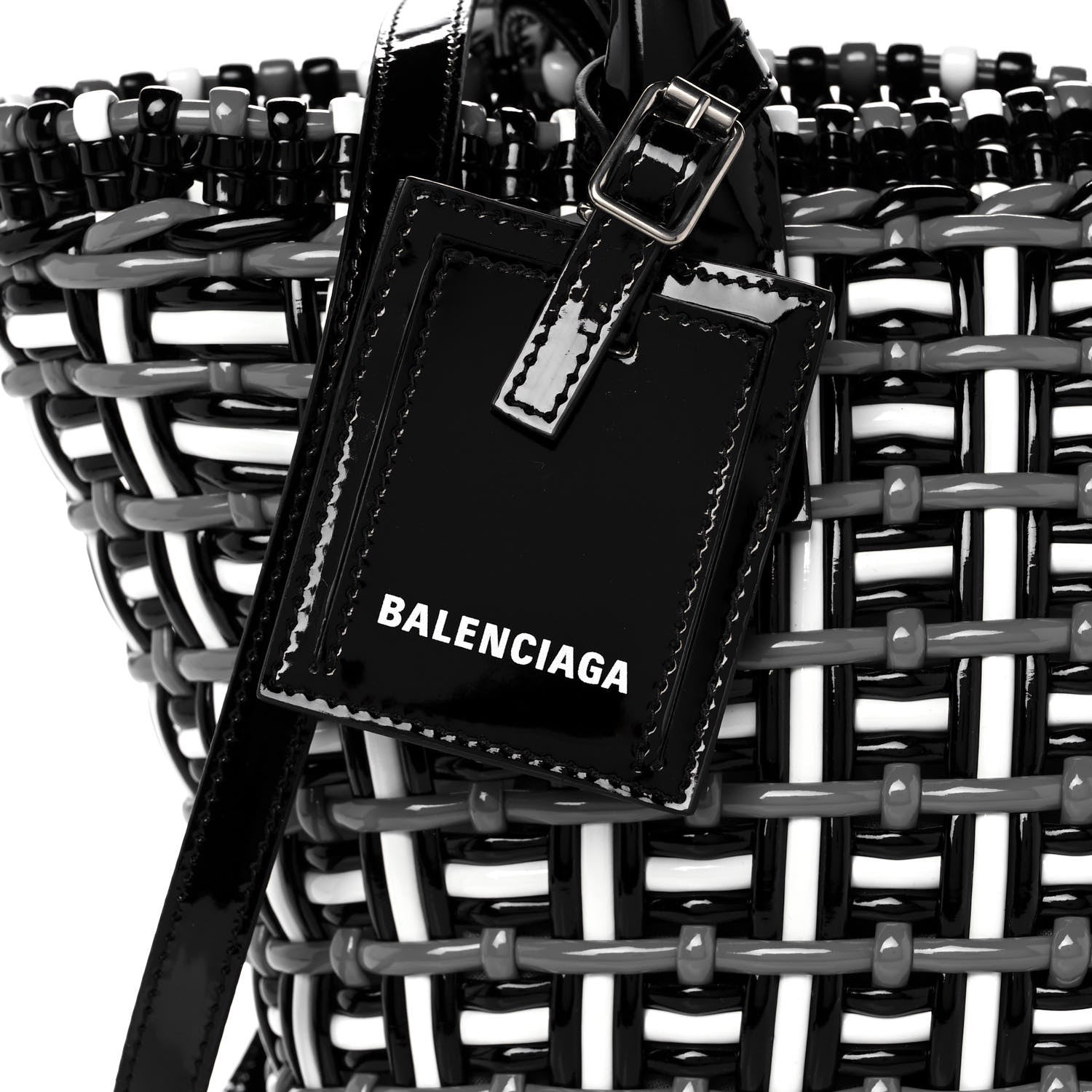 Balenciaga Patent XS Bistro Basket Black White 8 of 10
