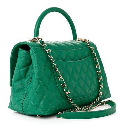 Chanel Caviar Quilted Small Coco Handle Flap Green 3 of 12