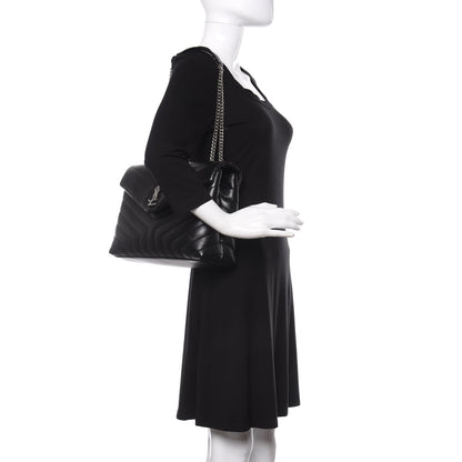 Saint Laurent Calfskin Y Quilted Monogram Medium Loulou Chain Satchel Black 2 of 9