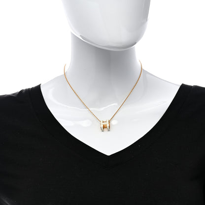 Hermes Lacquered Gold Pop H Pendant Necklace White 2 of 7