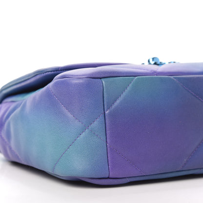 Chanel Tie Dye Calfskin Quilted Medium Chanel 19 Flap Blue Purple 6 of 10