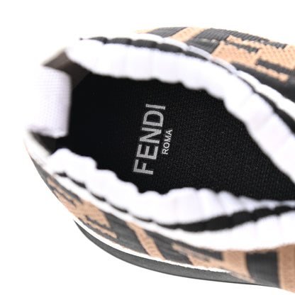 Fendi Stretch Yarn FF Stiff Band Rockoko Sneakers 36.5 White Black Tobacco 9 of 9