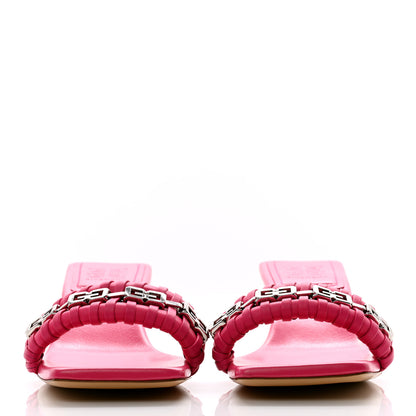 Givenchy Woven Lambskin G Chain 50mm Kitten Heel Sandals 38.5 Neon Pink 2 of 9
