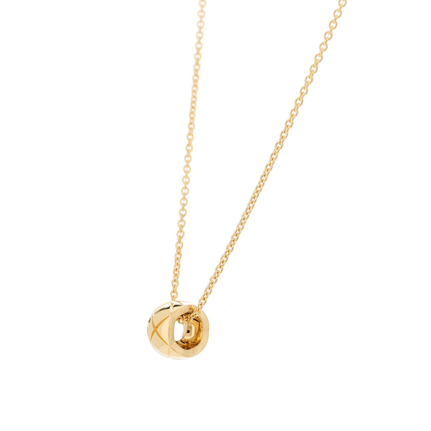 Chanel 18K Yellow Gold Coco Crush Round Pendant Necklace 5 of 9