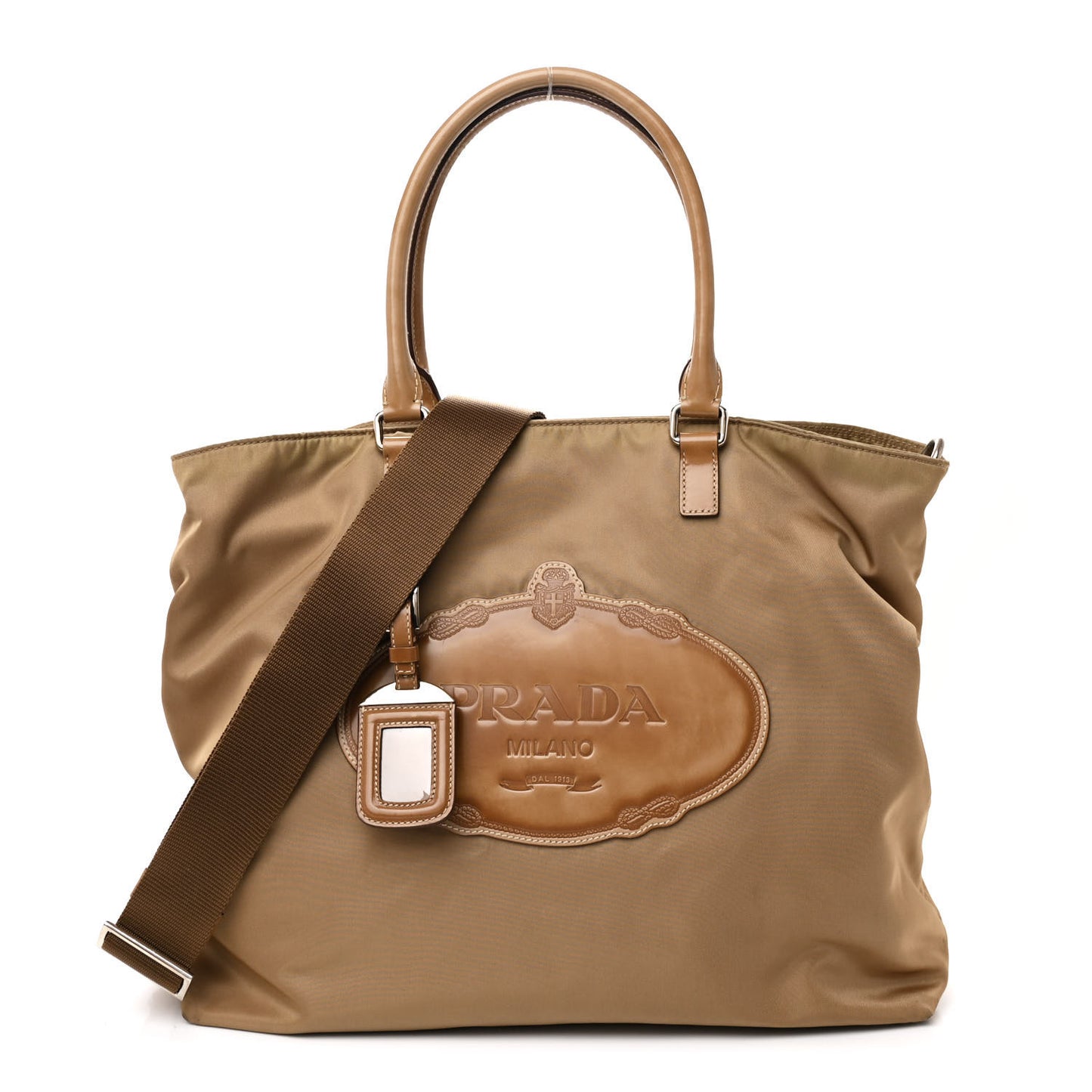 Tessuto Spazzolato Logo Shoulder Bag Sabbia