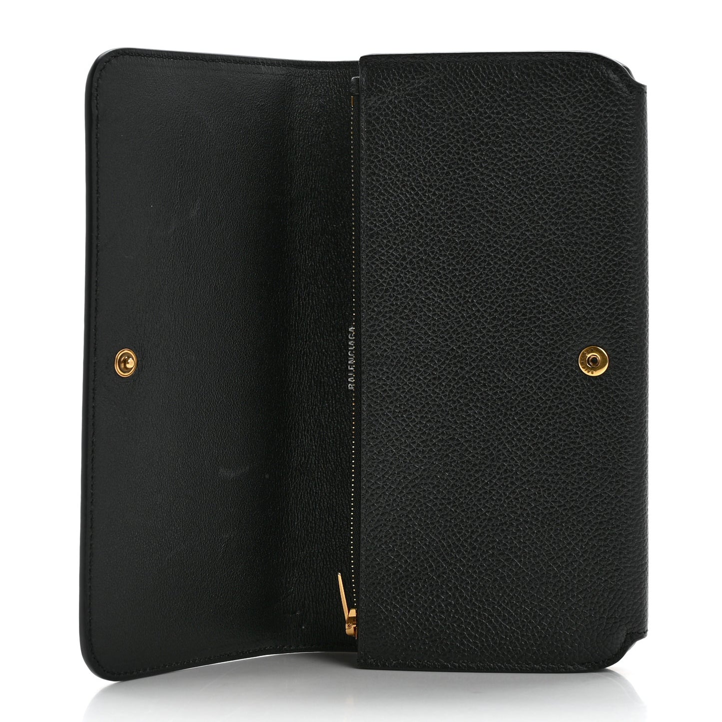 Grained Calfskin Logo Cash Thin Money Wallet Black White