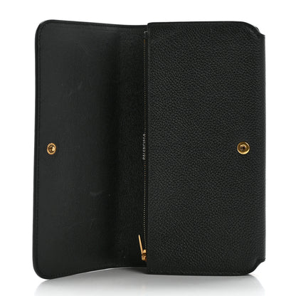 Balenciaga Grained Calfskin Logo Cash Thin Money Wallet Black White 6 of 10