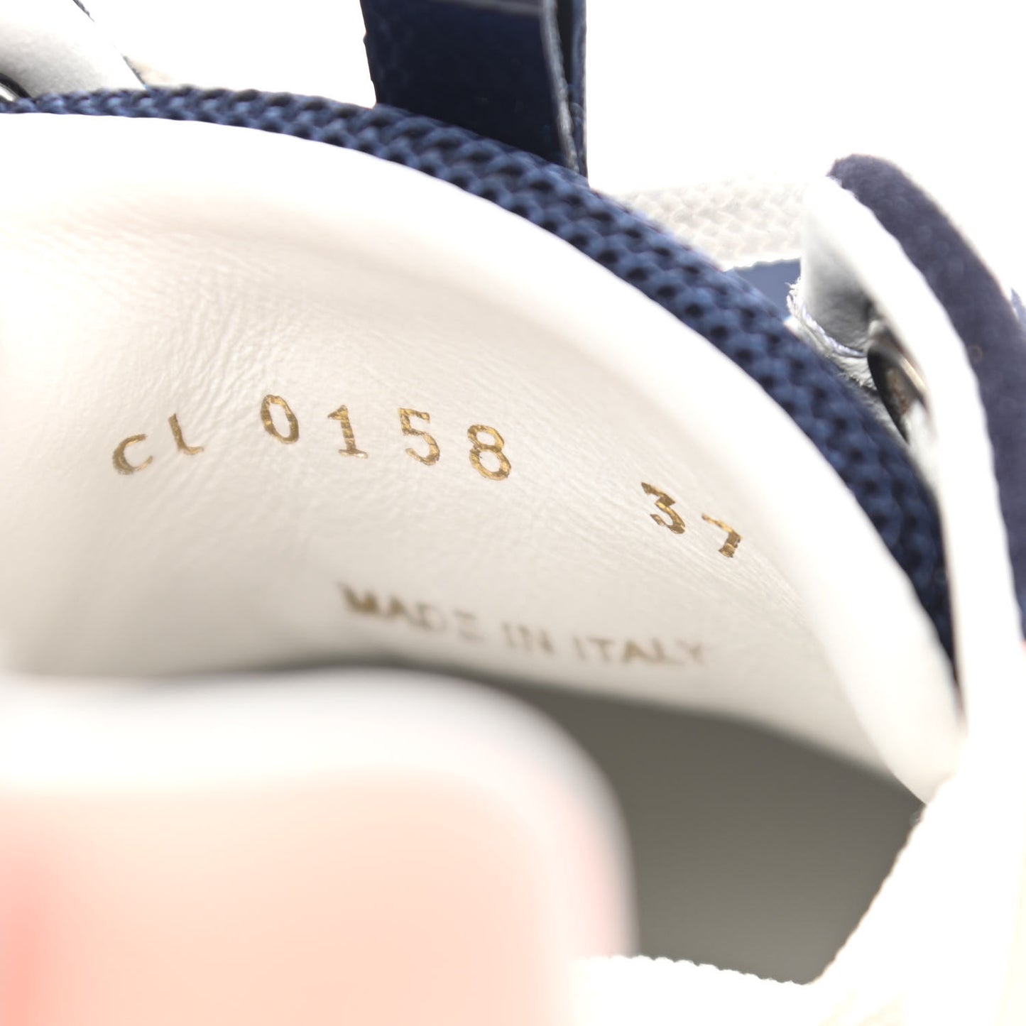 Suede Calfskin Run Away Sneakers 37 Blue Pink White
