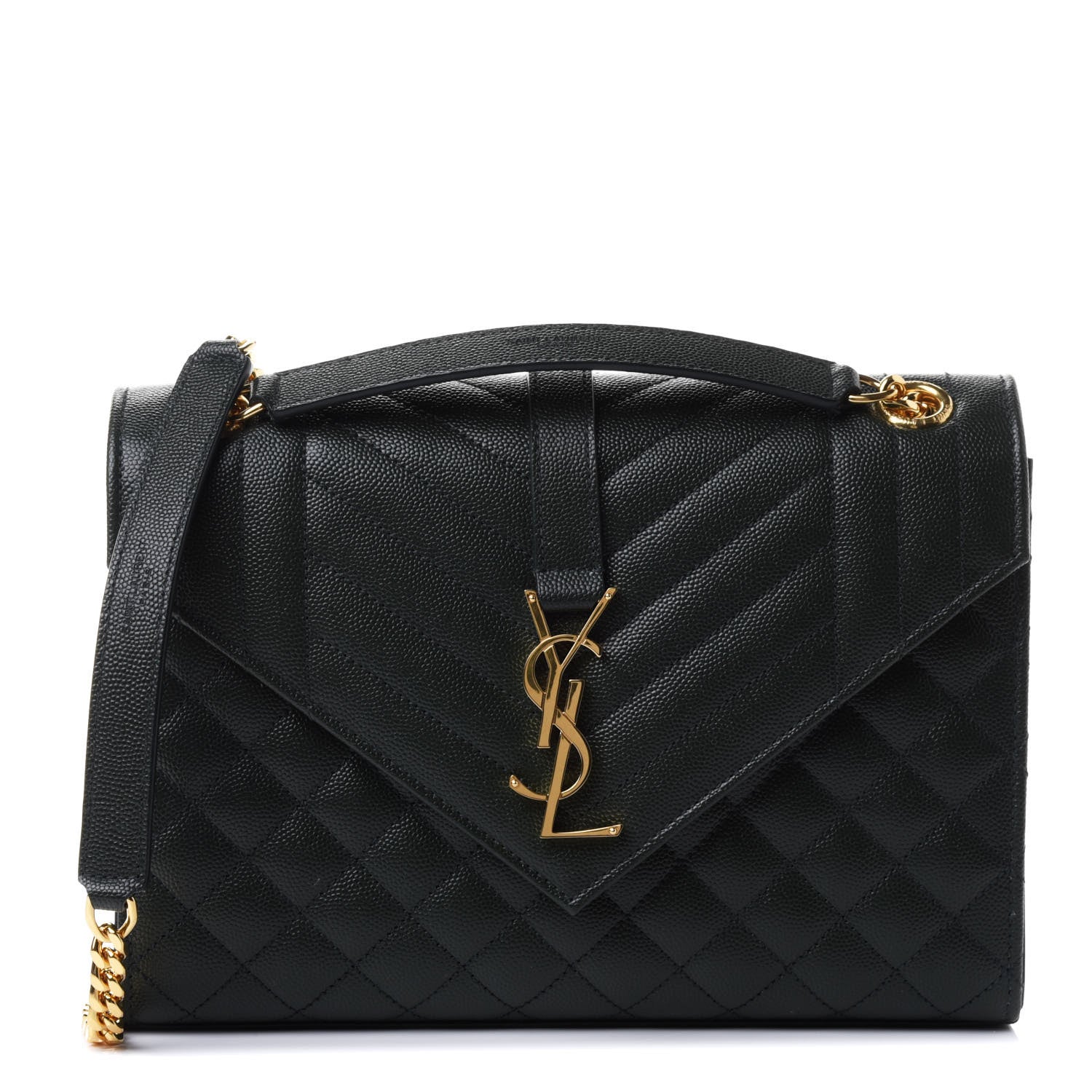 Saint Laurent Grain De Poudre Textured Mixed Matelasse Medium Triquilt Monogram Satchel Vert Fonce 1 of 4