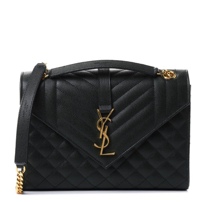 Saint Laurent Grain De Poudre Textured Mixed Matelasse Medium Triquilt Monogram Satchel Vert Fonce 1 of 4