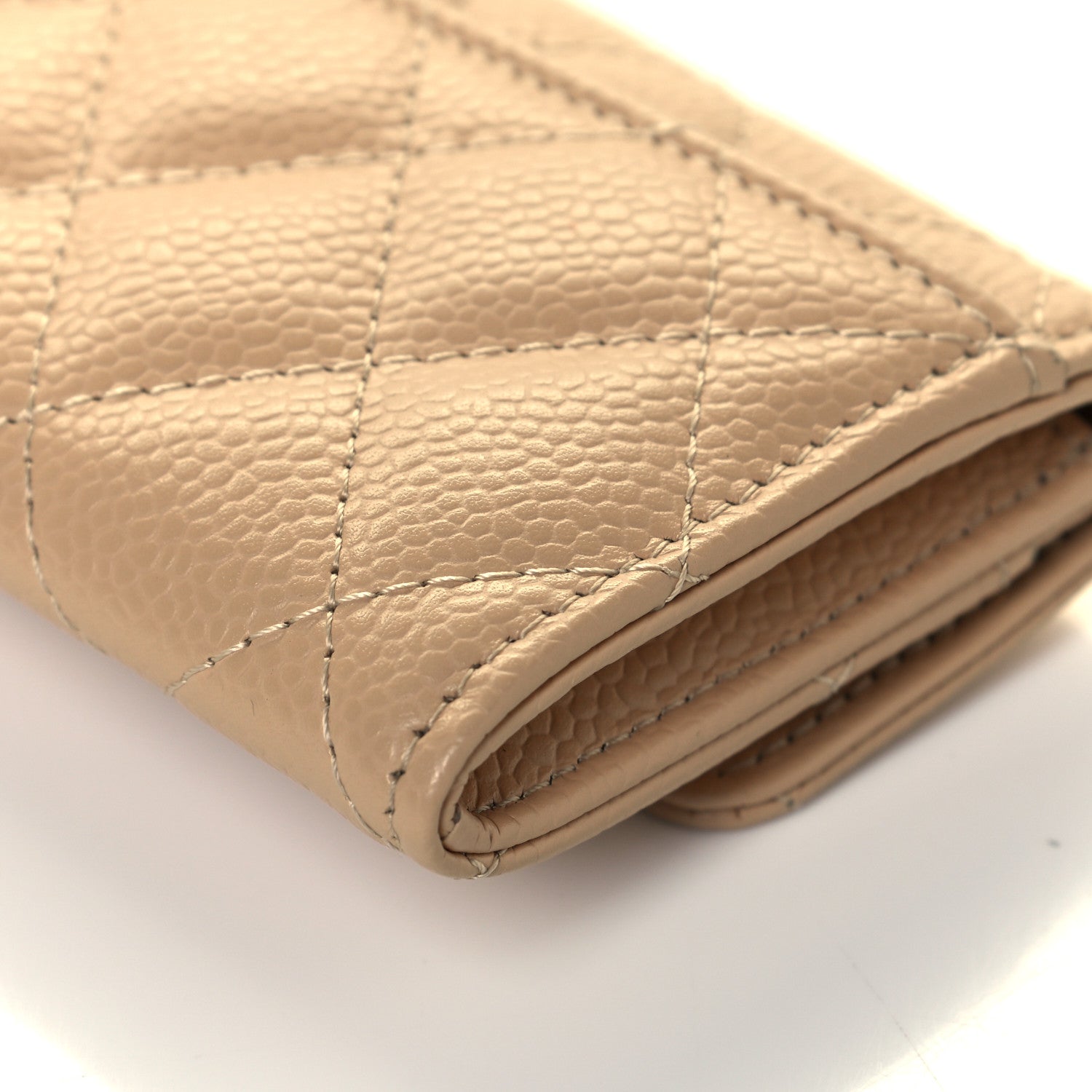 Chanel Caviar Quilted Flap Card Holder Wallet Beige 7 of 13