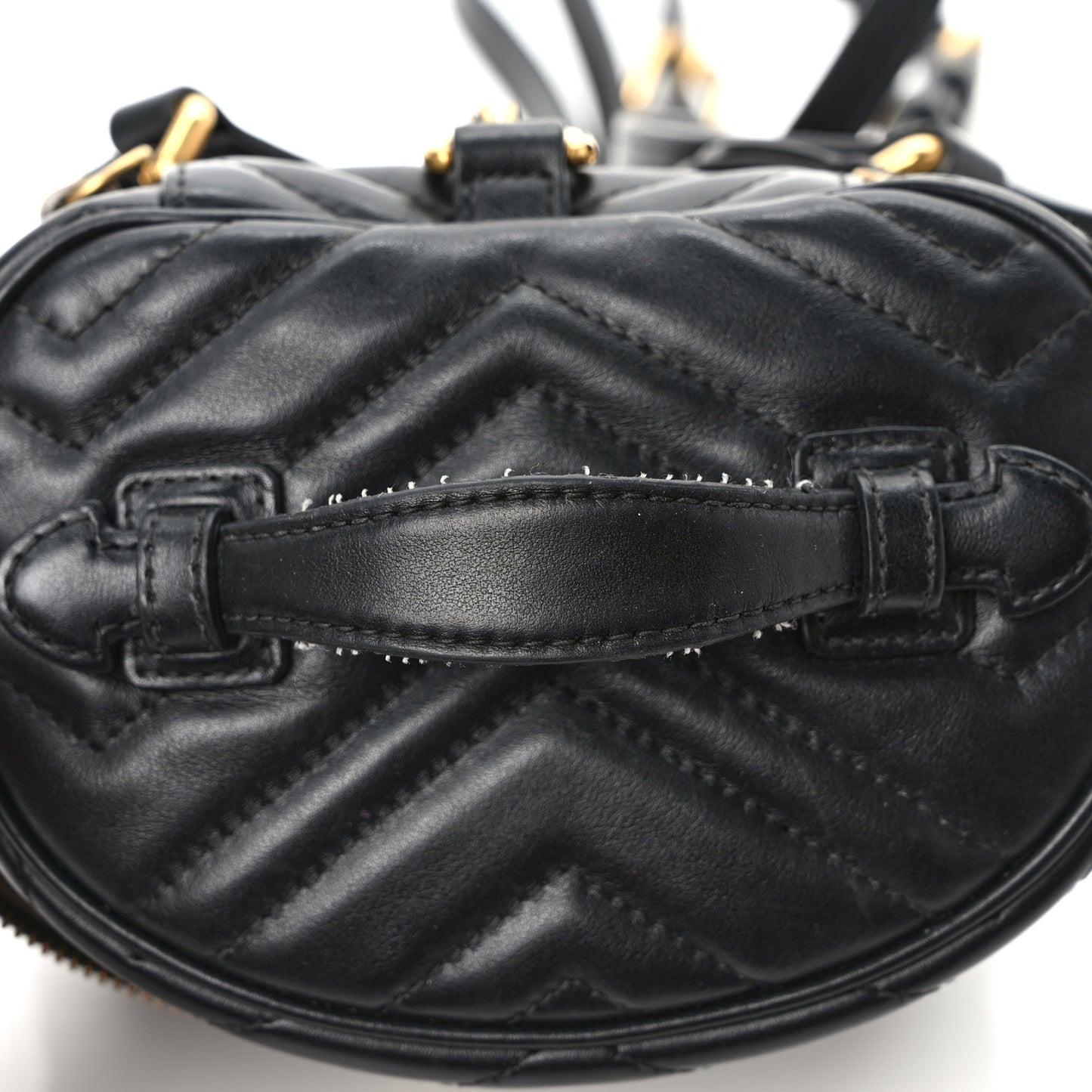 Calfskin Matelasse Mini GG Marmont Round Backpack Black