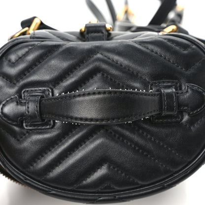 Gucci Calfskin Matelasse Mini GG Marmont Round Backpack Black 13 of 14