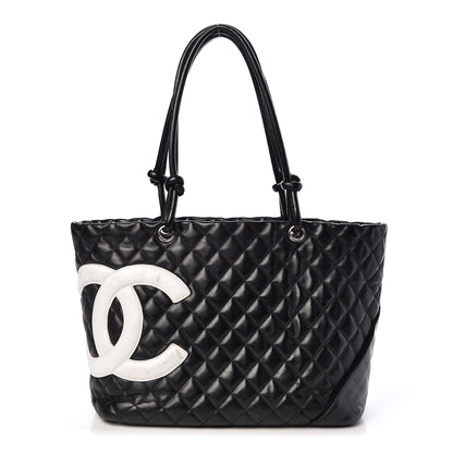 Chanel Calfskin Quilted Large Cambon Tote Black White 1 of 18