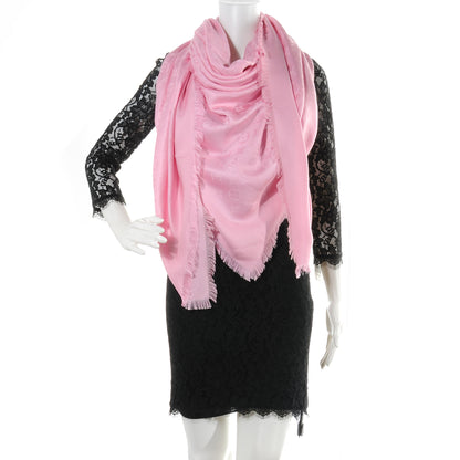 Louis Vuitton Silk Wool Monogram Shawl Pink 2 of 5