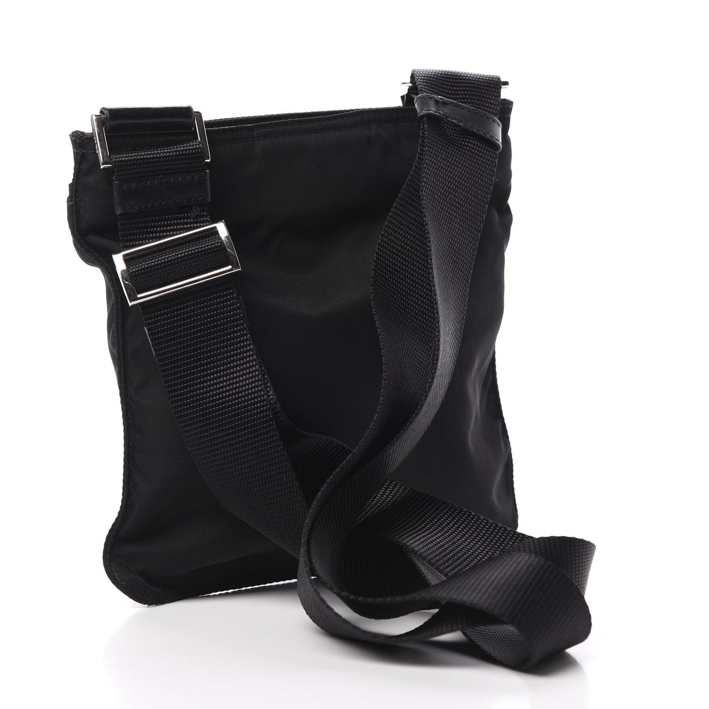 Nylon Flat Messenger Bag Black