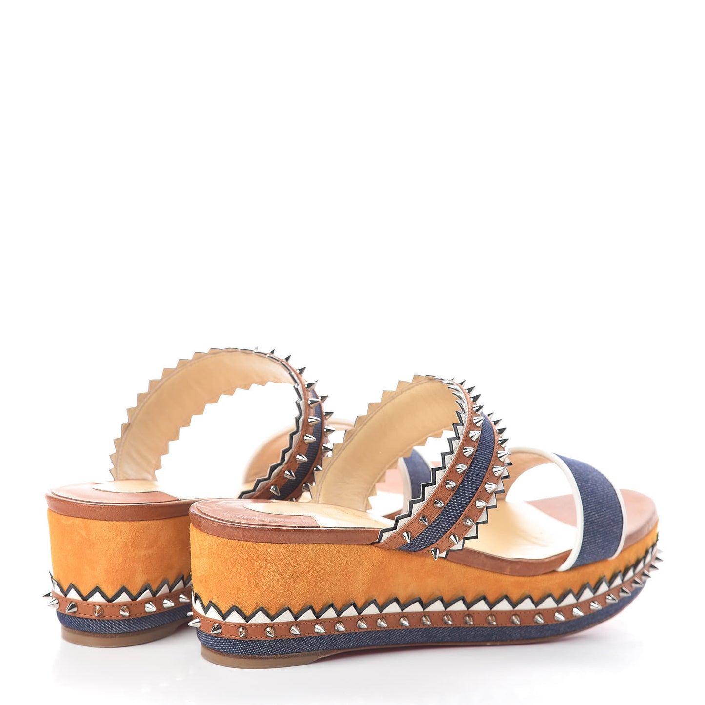 Denim Calfskin Nappa Montezuplage 60 Platform Slide Sandals 37 Multicolor