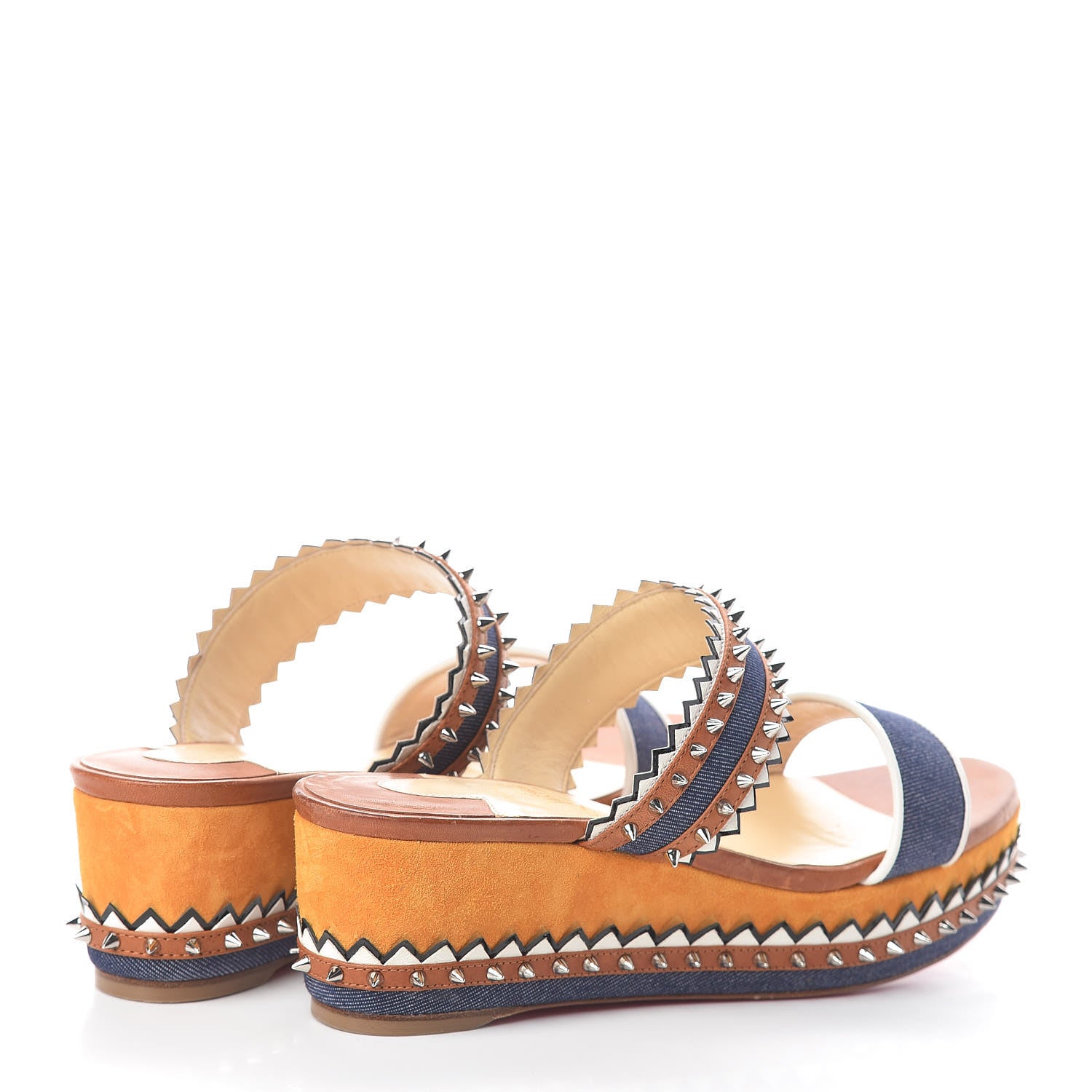 Christian Louboutin Denim Calfskin Nappa Montezuplage 60 Platform Slide Sandals 37 Multicolor 4 of 8