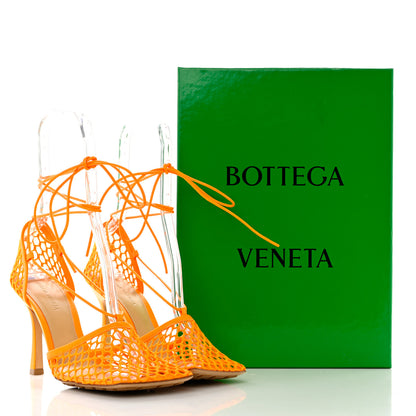Bottega Veneta Mesh Nappa Stretch Ankle Tie Sandals 39 Tangerine 8 of 8