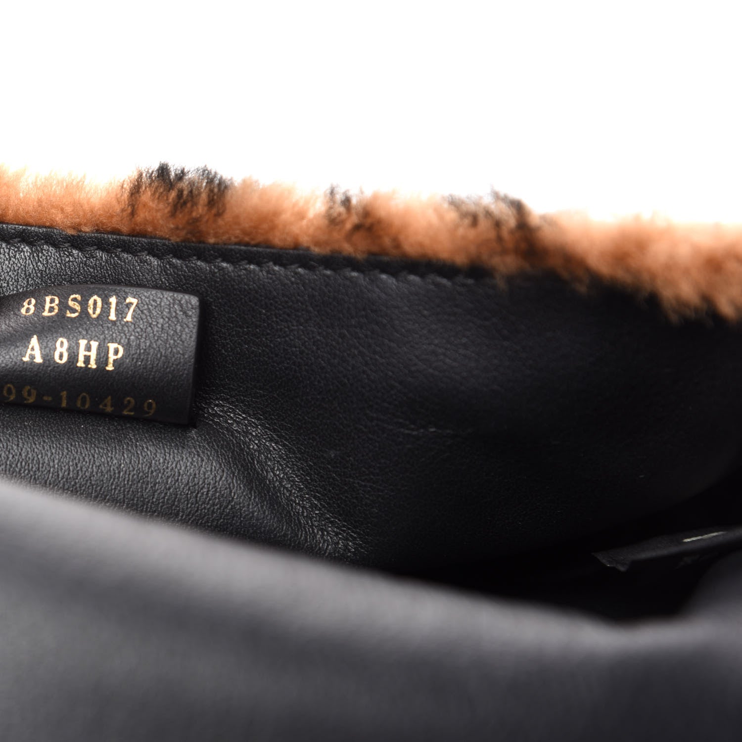 Fendi Shearling Vitello Dolce Macro FF 1974 Mini Baguette Tobacco Black 10 of 11