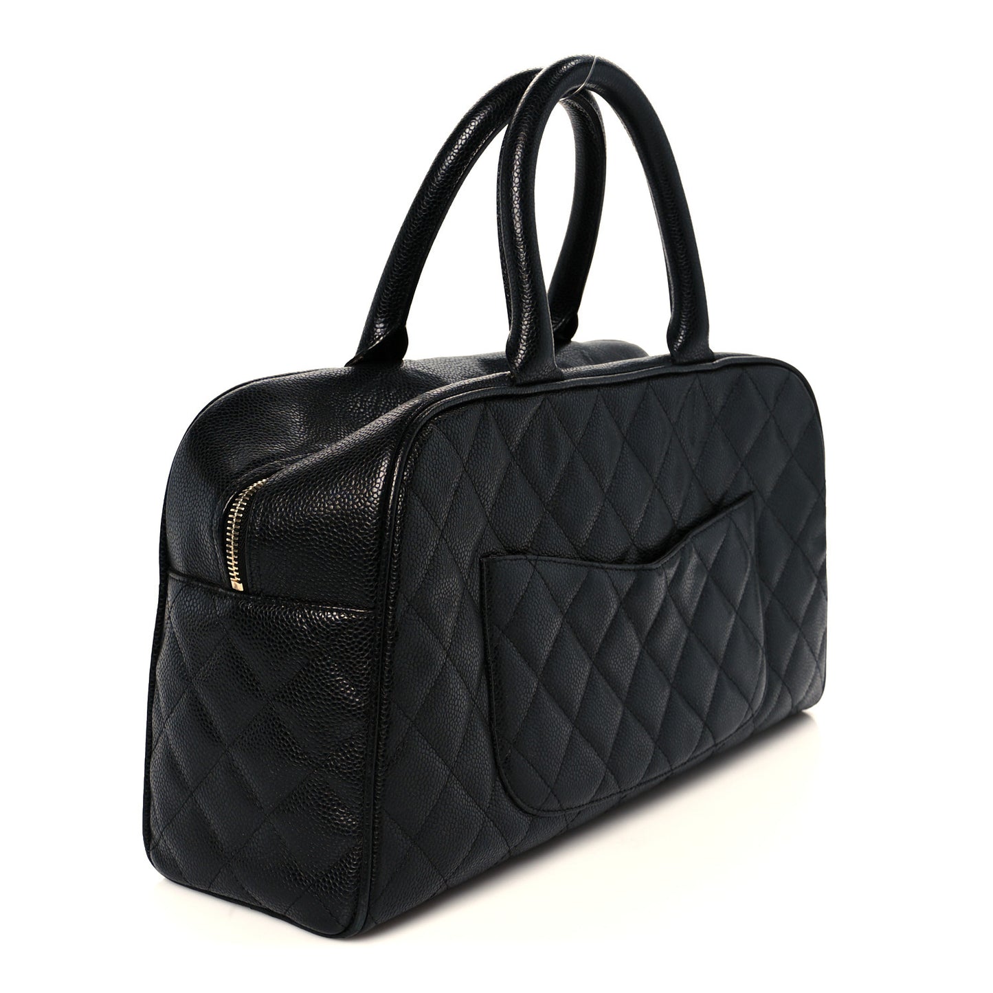 Caviar Quilted Large Bowler Bag Black