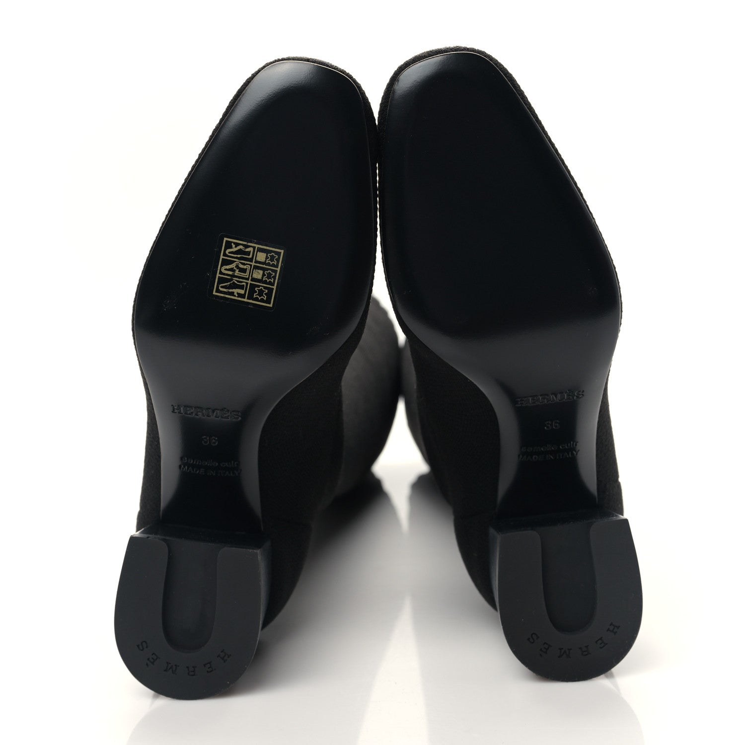 Hermes Knit Calfskin Fontaine 60 Boots 36 Black 5 of 7