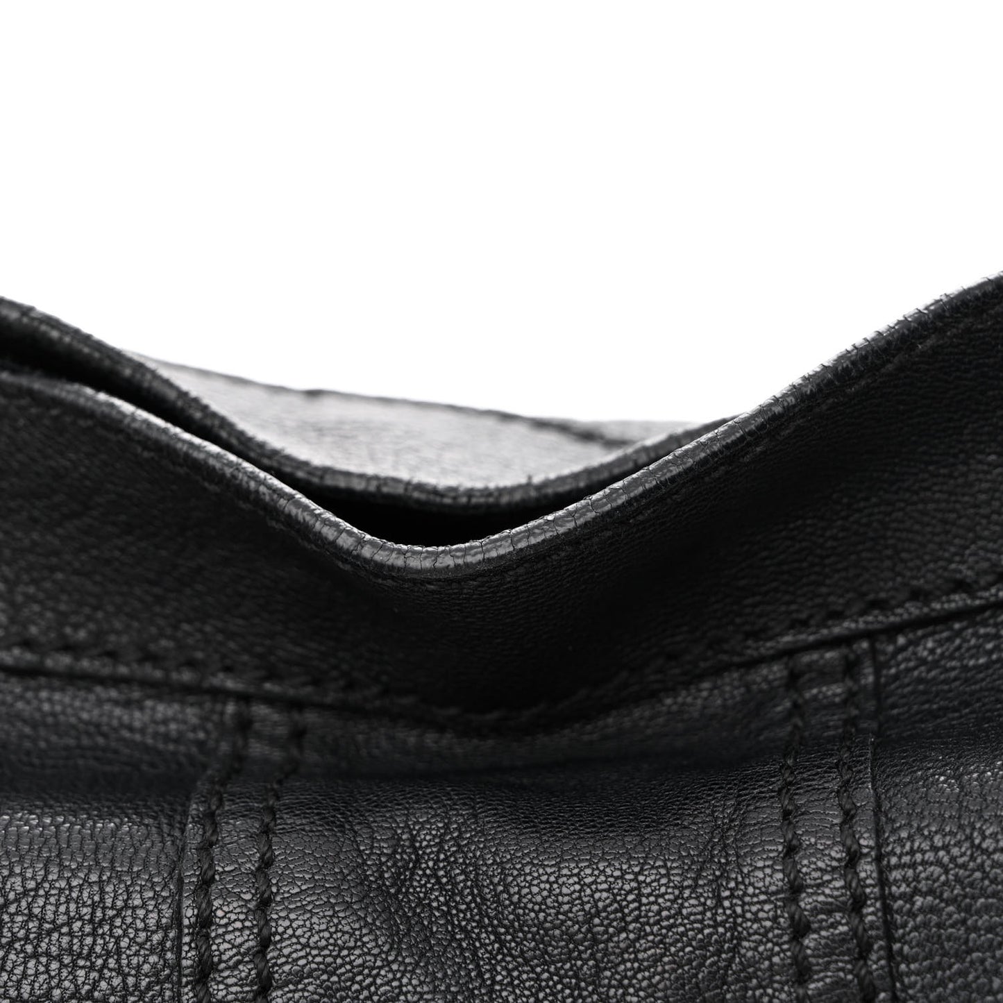 Grained Calfskin Catch Satchel Black