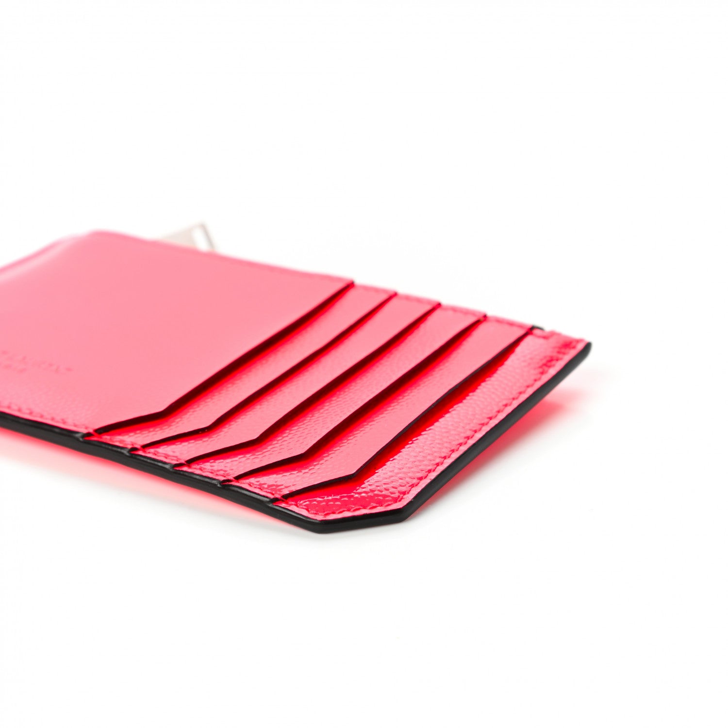 Saint Laurent Patent Grain de Poudre 5 Fragments Zip Pouch Card Holder Neon Pink 7 of 11