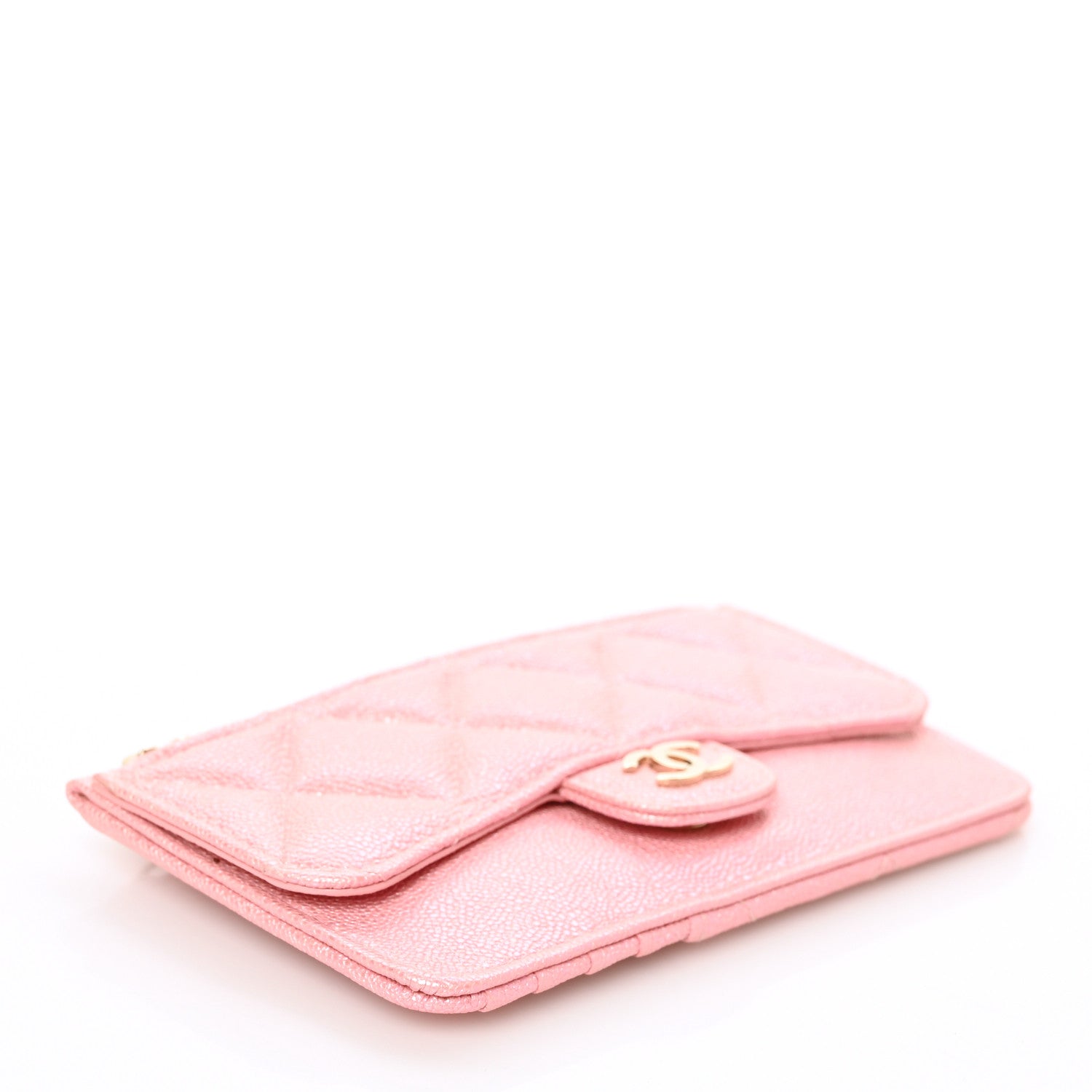 Chanel Iridescent Caviar Quilted Flap Zip Card Holder Pink 4 of 7