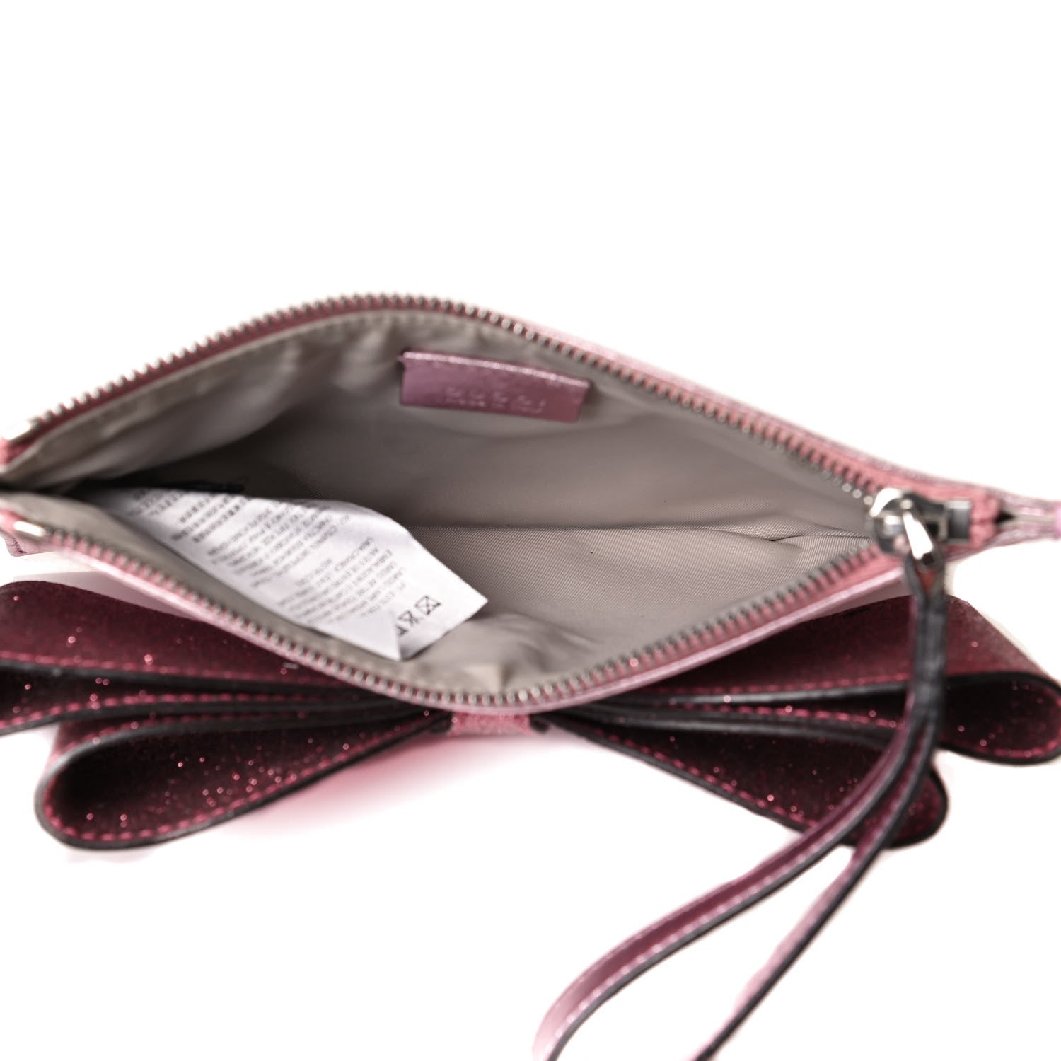 Gucci Calfskin Glitter Bow Wristlet Pink Rose 6 of 16