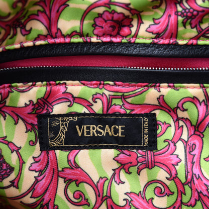 Versace Calfskin Studded DV Satchel Black 10 of 11