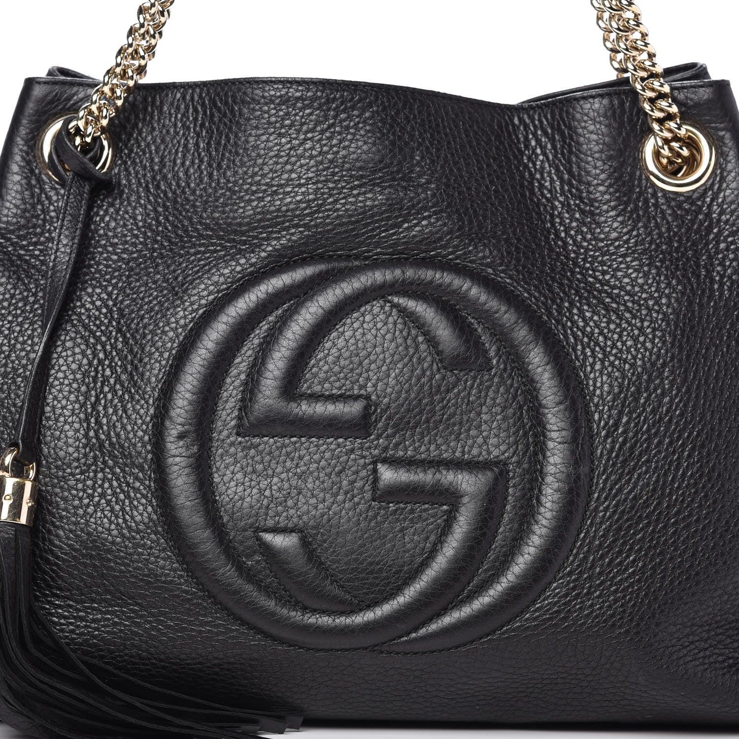 Gucci Pebbled Calfskin Medium Soho Chain Shoulder Bag Black 8 of 10