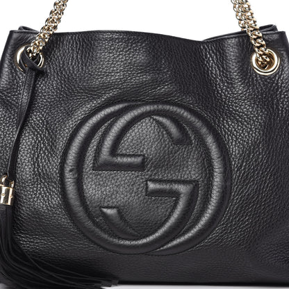 Gucci Pebbled Calfskin Medium Soho Chain Shoulder Bag Black 8 of 10