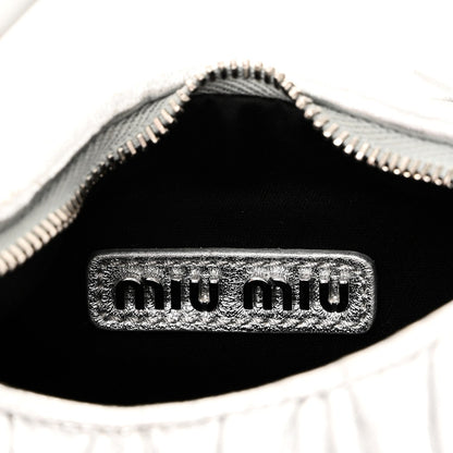 Miu Miu Metallic Nappa Matelasse Mini Wander Hobo Cromo 6 of 9