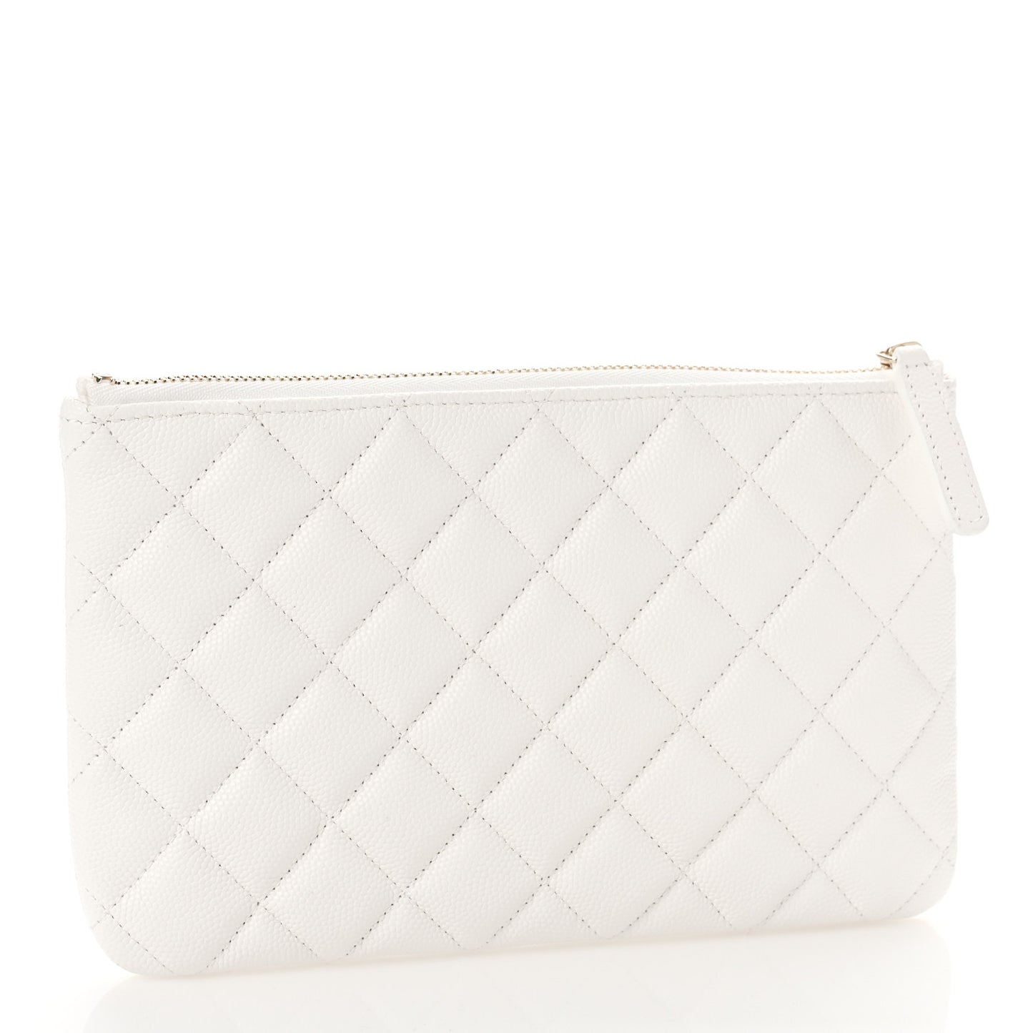 Caviar Quilted Cosmetic Case White
