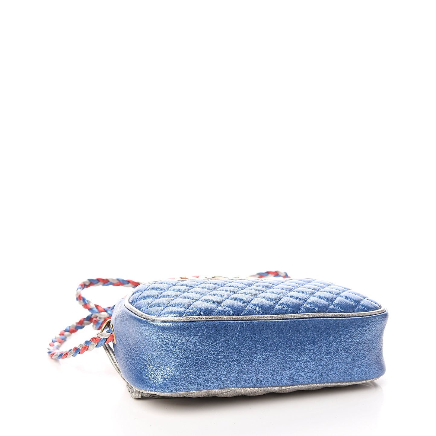 Laminated Nappa Trapuntata Mini Zumi Dome Shoulder Bag Rosso Marine Argento