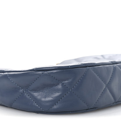Chanel Crumpled Calfskin Quilted Braided CC Small Hobo Blue 9 of 11
