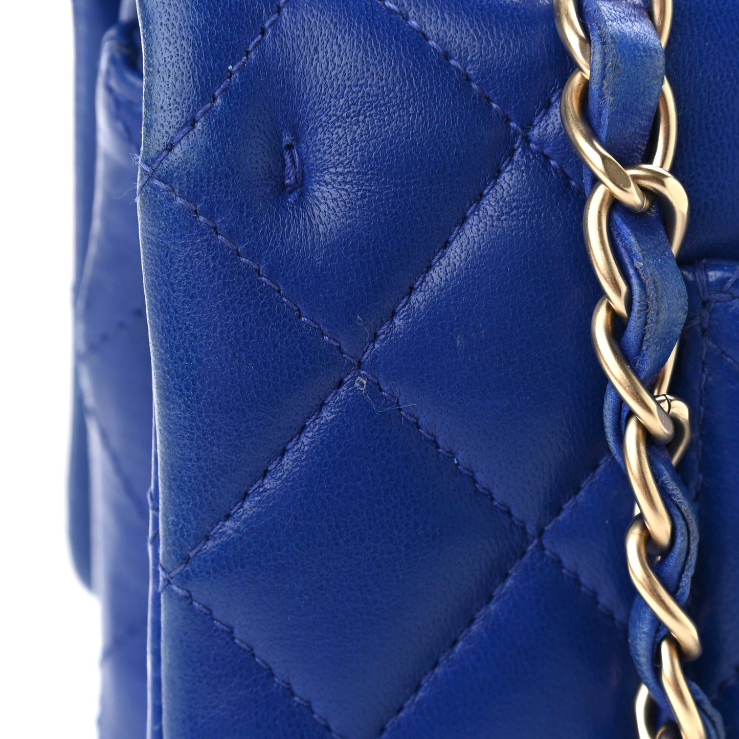 Lambskin Quilted Medium Double Flap Blue
