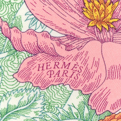 Hermes Cashmere Silk Retour a la Nature 140 Bleu Ciel Rose Vert 2 of 4