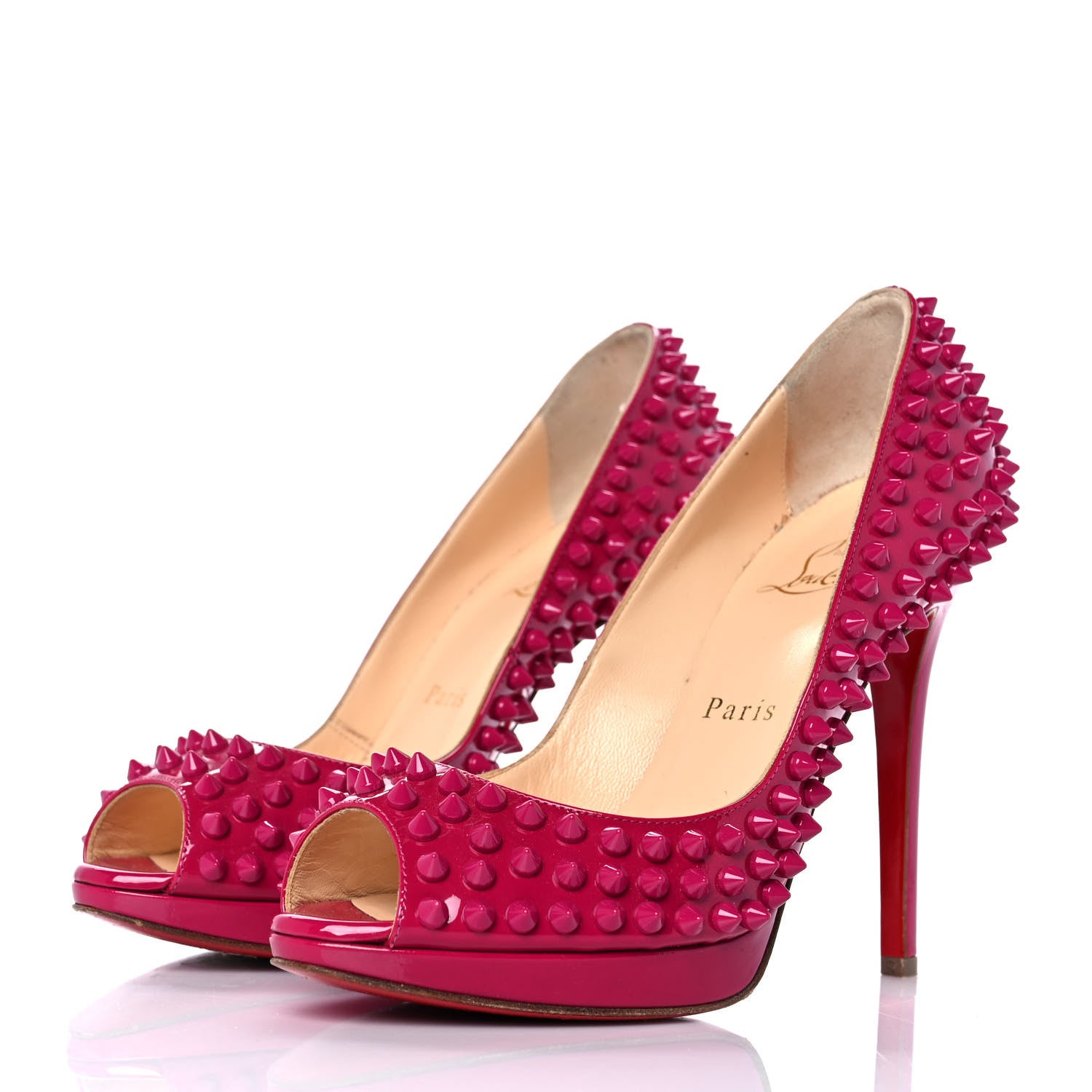 Christian Louboutin Patent Yolanda Spikes 120 Pumps 37 Grenadine 3 of 8