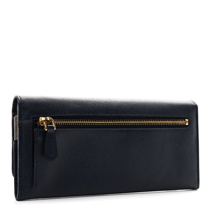 Prada Saffiano Metal Continental Flap Wallet Baltico Argento 3 of 6
